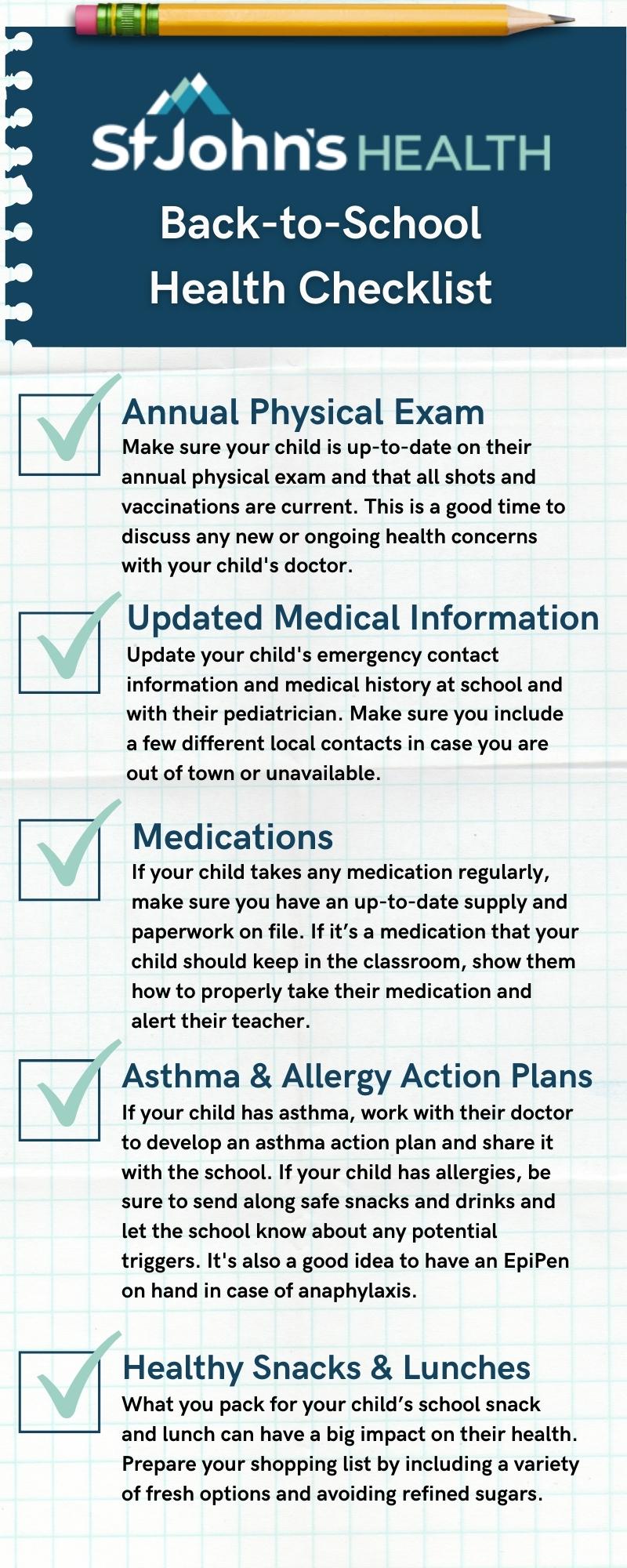 Back to School Health Checklist